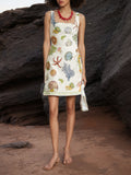 Summer Autumn Backless Print Casual Sling Mini Dress