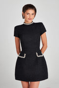 Elegant Slim Slimming round Neck Beaded Classic Dress Women