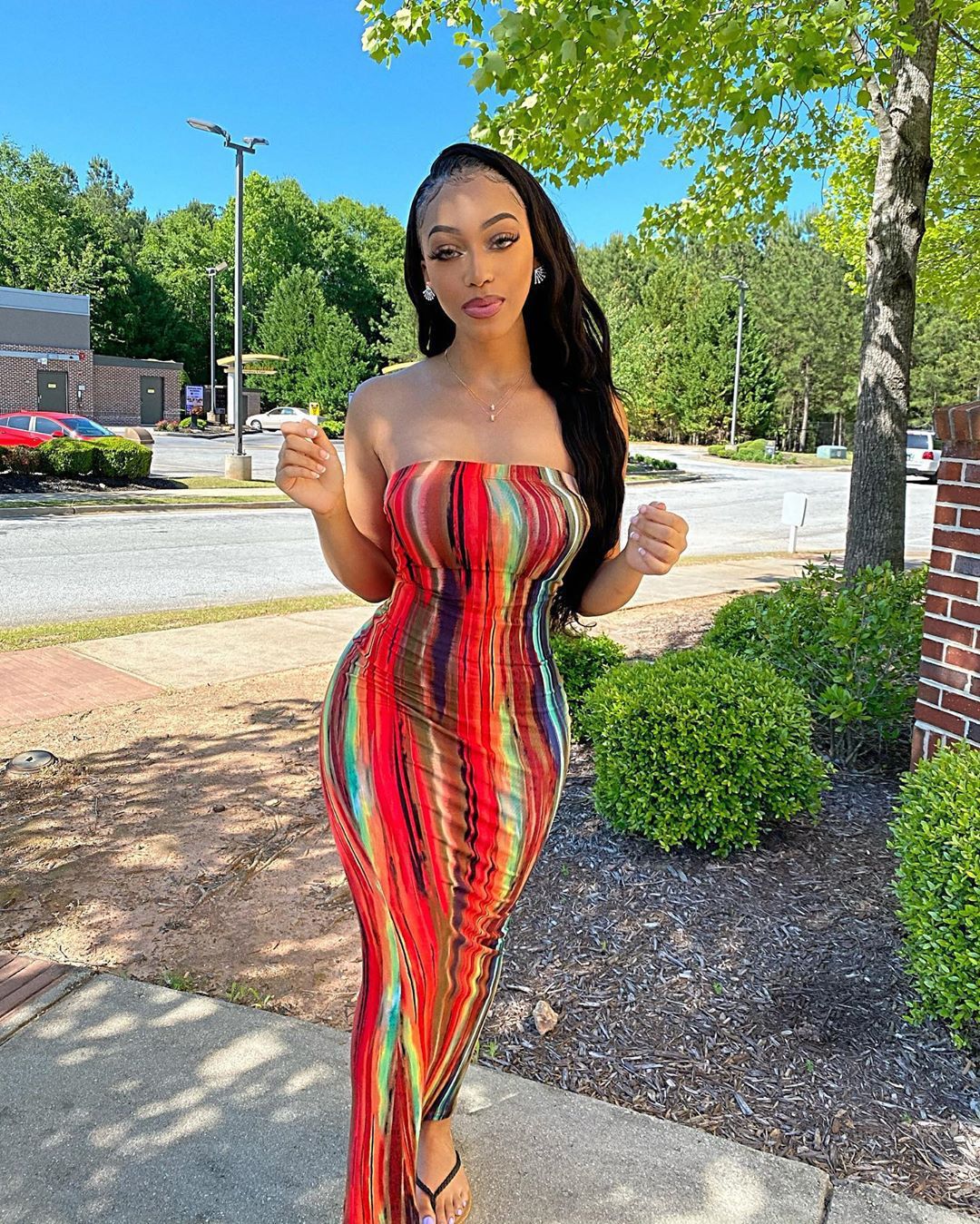Women Clothing Spring Summer Colorful Tie Dye off Shoulder Tube Top Dress