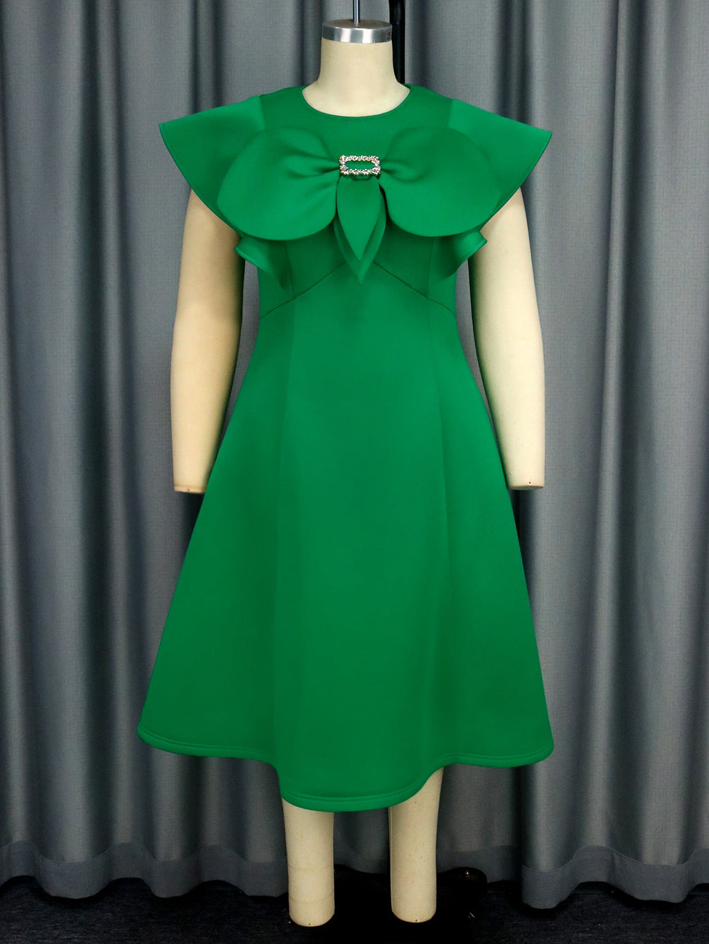 Personalized Bow round Neck Cape Sleeve Dress Elegant Party Cocktail A line Dress