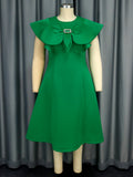 Personalized Bow round Neck Cape Sleeve Dress Elegant Party Cocktail A line Dress