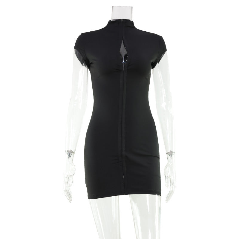 Solid Color Slim Fit Skinny Sexy Cutout Dress