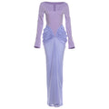 Autumn Winter Women Clothing Colorblock Slim Pleated Long Sleeve Elegant Dress