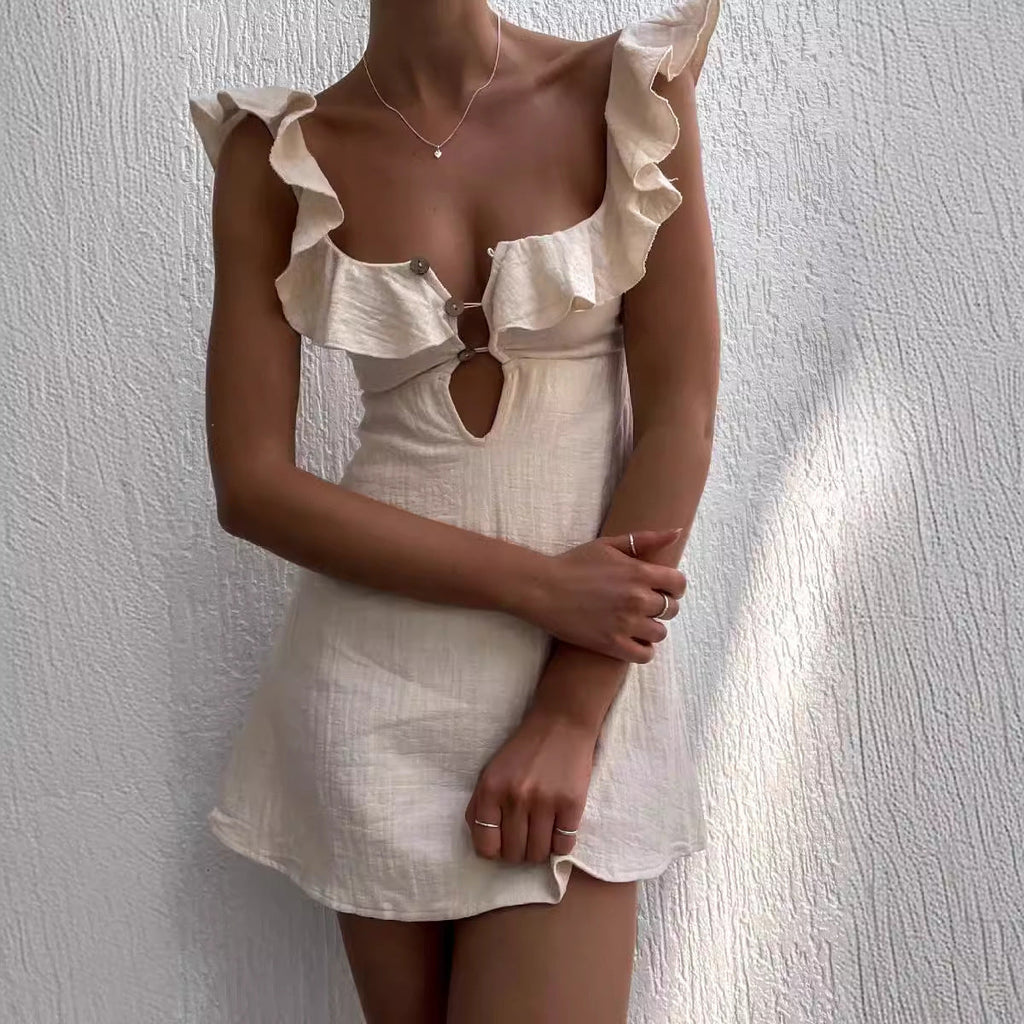 Sexy Ruffled Spaghetti Straps Dress Women