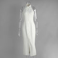 Simple Slit Maxi Dress Summer Polo Collar Sleeveless Dress Women