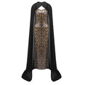 Elegant Sexy Leopard Print Sequin Cami Dress Dress Black Chiffon Cloak Two Piece Maxi Dress
