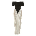 Autumn Winter Women Clothing Elegant Sexy Strapless Waist Ruffle Hip Contrasting Color Dress