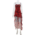 Summer Rose Print Tube Top Irregular Asymmetric Elegant Trailing Mesh Camisole Dress Slim Fit