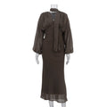 Elegant Women Clothing Autumn Design Pleated Dress Fashionable Scarf V neck Long Sleeve Narrow Maxi Dress