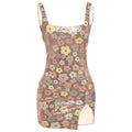 Spring Summer Women Clothing Fashionable Elegant Sexy Slim Fit Square Collar Sequined Hip Split Dress