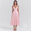 V neck Sexy Design Maxi Dress Court Dopamine Wear Strap Dress for Women