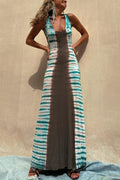 Dress Positioning Printing Backless Lace Up Sexy Dress