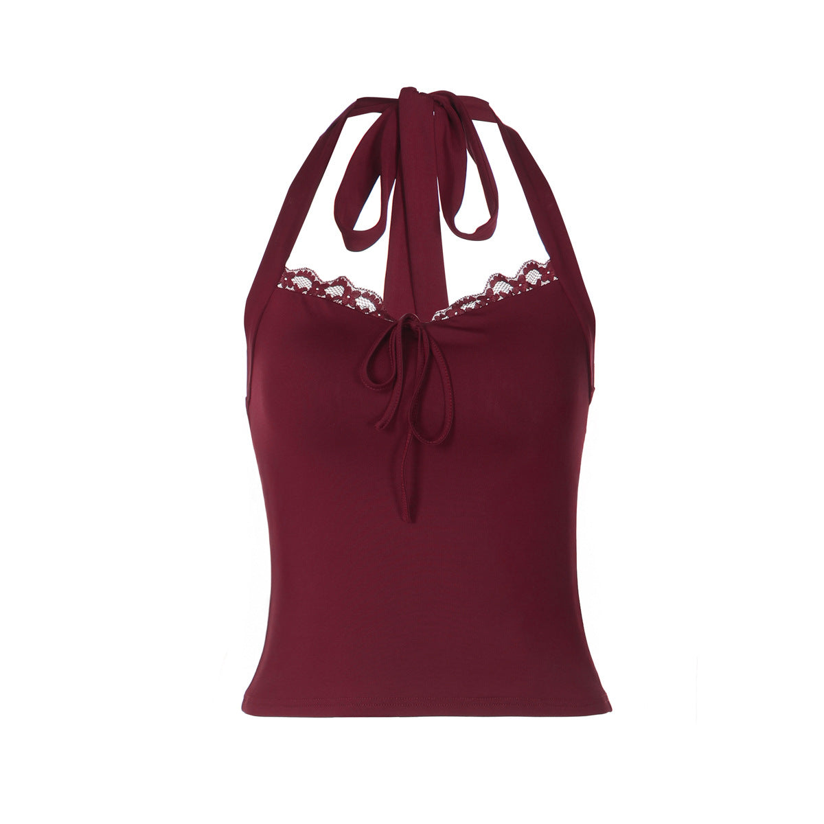 Women Clothing Winter Sexy Lace Stitched Backless Lace up Tube Top