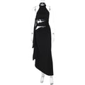 Sexy Hollow Out Cutout Backless Stitching Strap Long Slit Halter Dress Women