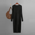 Autumn Winter Slim Fit Knitted Dress Women Inner Wear Outer Wear Mid Length Long Sleeve Tight Bottoming Hip