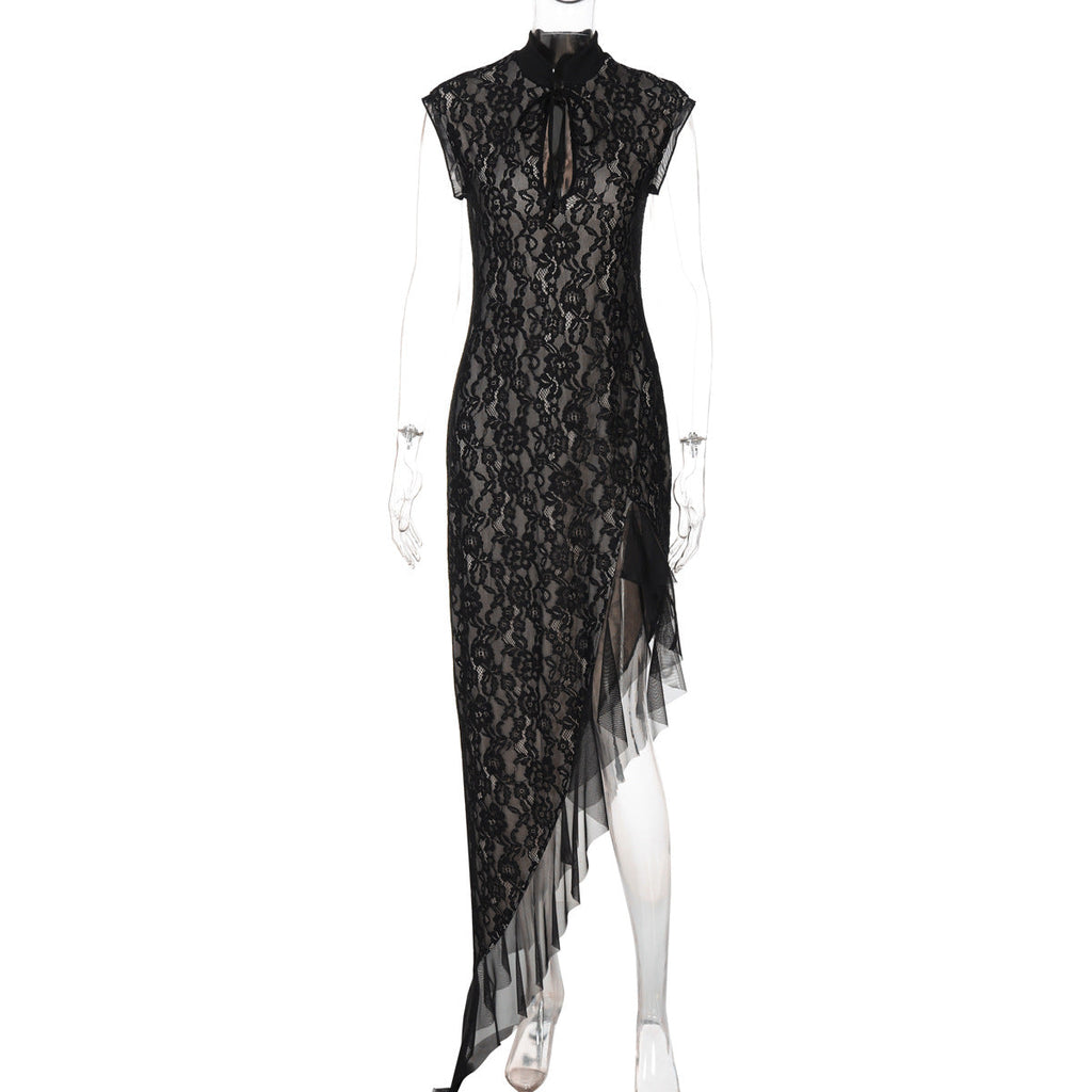 Women Wear Summer Sexy Mesh See through Lace Slim Sleeveless Dress