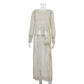 Women Clothing See through round Neck Long Sleeve Split Sun Protection Sexy Dress