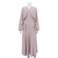 Pleated Design Elegant Dress Women V neck Batwing Sleeve High Waist Sheath Dress