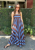 Summer Dress Striped Printed High Waist Big Swing French Cami Dress
