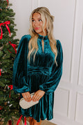 Women Clothing Velvet Christmas Dress Autumn Winter Sexy Cutout Waist Controlled Long Sleeves Dress
