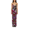 Summer Printed Satin Strap Backless Maxi Dress Women