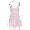 Summer Women Clothing Sexy Deep V Plunge Sling Slim Sheath Pleated Dress