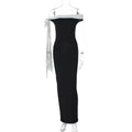 Women Clothing Autumn Winter Fashionable off Shoulder Ribbon Slim Solid Color Dress