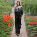 Elegant Light Luxury Long Sleeve Two Piece Sets Autumn Sequin Design High Sense Slimming