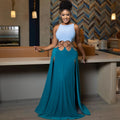 Sexy Lace up Backless High Slit Dress Women Solid Color