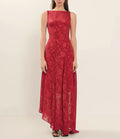 Summer Lace Backless Slim Fit Jacquard Red Irregular Asymmetric Dress Women Dress