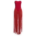 Autumn Winter Women Clothing Sexy Backless High Waist Slim Tube Top Tassel Jumpsuit