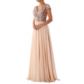 Summer Dress V neck Sequ Chiffon Stitching Evening Maxi Dress