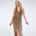 Sexy Pure V Neck Design Dress Slim Fit Party Dress Women