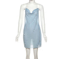 Summer Women Clothes Sexy Halter Three Dimensional Water Drop Decorative Sheath Short Dress