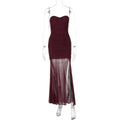 Mesh Stitching Dress Summer Women Clothing Split Sexy Bandeau Slim Fit Women Dress