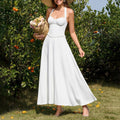 Four Sided Stretch Halter Tied Dress Sexy Backless Smocking Waist Slimming Wooden Ear Dress