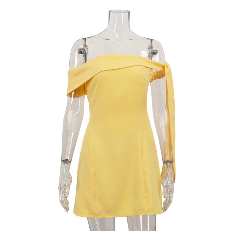 Off Neck Bandeau One Shoulder Sexy Short Dress Women Clothing A line Dress