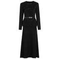 Spring Autumn Knitted round Neck Slim Fit Slimming Heavy Industry Beads Long Sleeve Dress