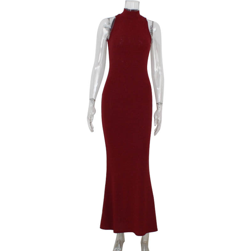 Arrival Sexy Party Red Carpet Dress Elegant Halter Sheath Fishtail Dress