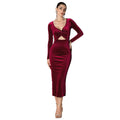 Elegant Sexy Deep V Plunge neck Top Hollow Out Cutout out Slim Fit Slimming Party Hip Dress