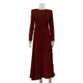 French Elegant Dress for Women Stitching Lace Split round Neck Long Sleeve High Waist Dress
