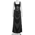 Women Clothing Autumn Winter Sexy Sleeveless Vest Lace Stitching Side Slit Dress for Women