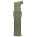 Slant Shoulder Tight Waist Twisted High Waist High Slit Sheath Maxi Dress