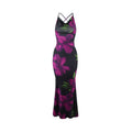 Women Dress Floral Print Cross Shoulder Strap Backless Slim Fit Inner Dress