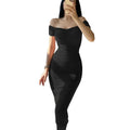 Solid Color Dress Elegant Summer Women Clothing off-Shoulder Pleated Dress