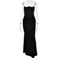 Sexy Elegant Tube Top Package Hip Maxi Dress Solid Color Stitching Sleeveless Slim Fit Dress