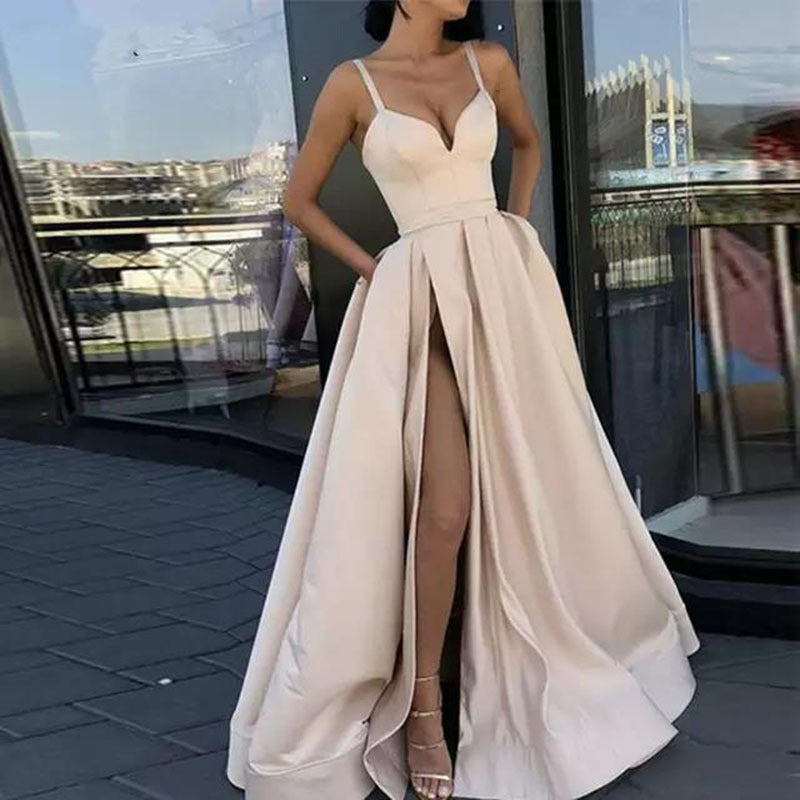 Satin Wedding Dress Spring Bridal Wedding Tube Top Slimming Simple Floor-Length Banquet Dress