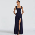 Women Clothing Winter Camisole Slim Solid Color Split Ribbon Dress Women