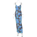 Fall Women Clothing Maxi Dress Street Elegant Slim Print Design Sling Dress Women