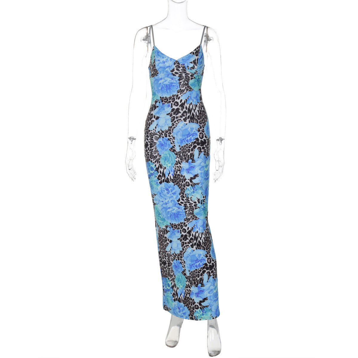 Fall Women Clothing Maxi Dress Street Elegant Slim Print Design Sling Dress Women